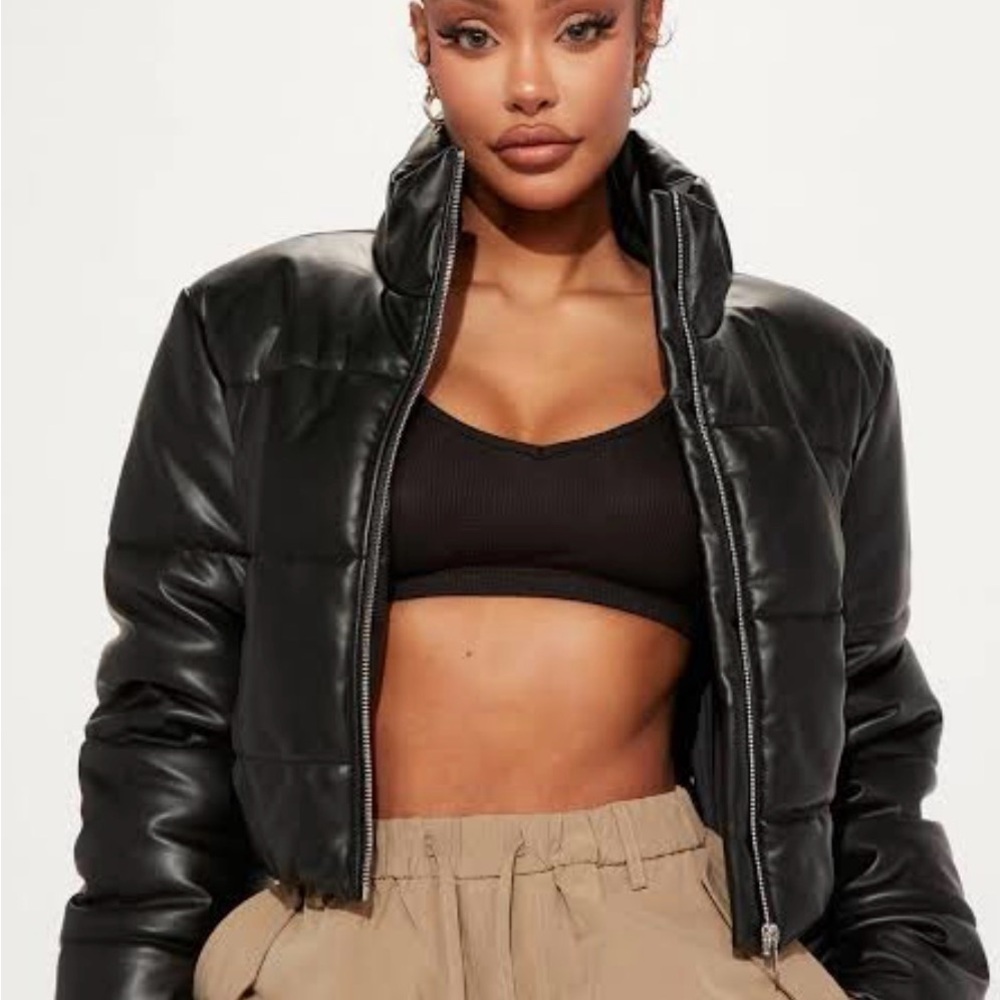 Cropped Black Puffer Jacket
